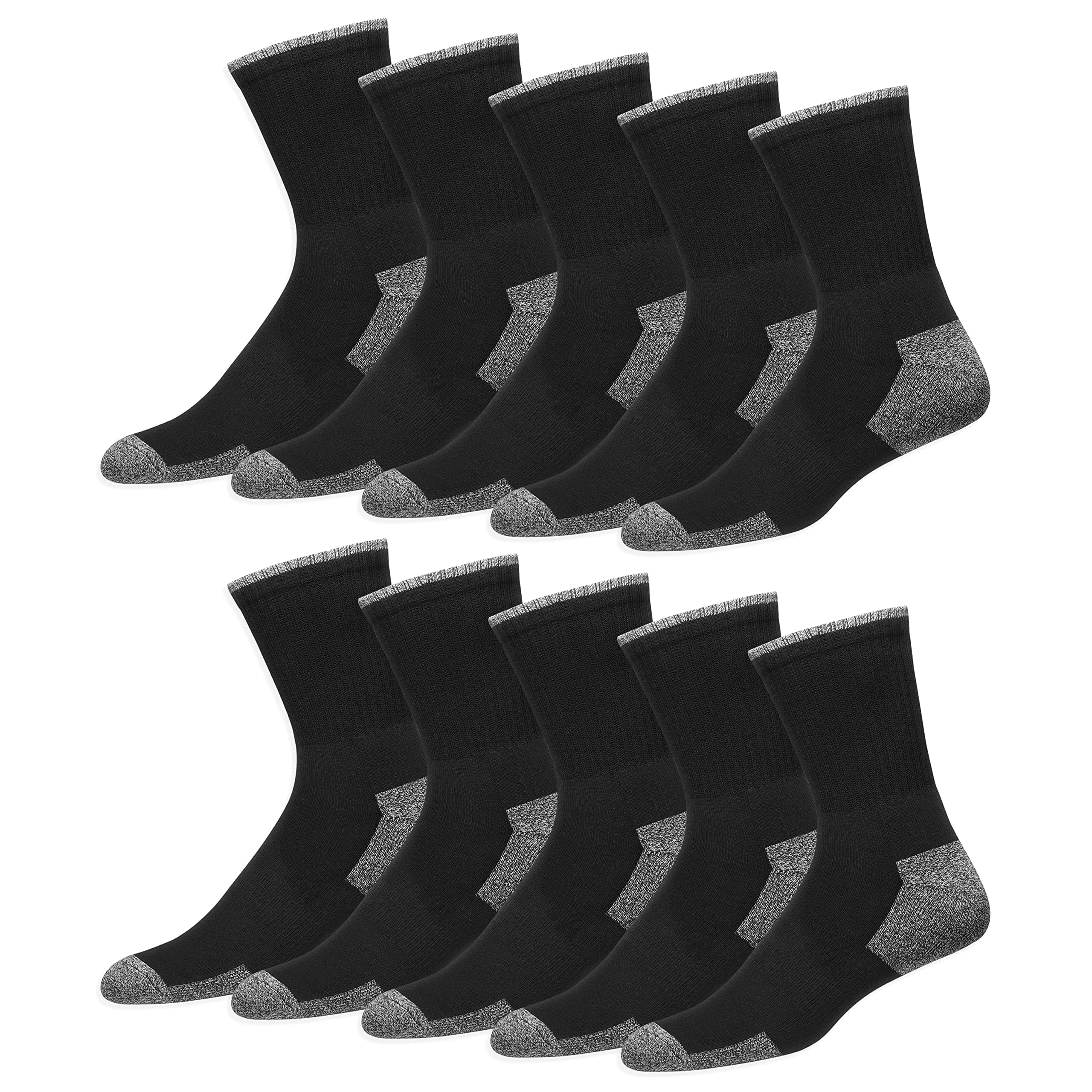 SOXCO 10 Paar Wandersocken Herren & Sportsocken aus Baumwolle | Größen 35-38, 39-42, 43-46 | DRI-WIK Feuchtigkeitskontrolle | HEX-COMB Gepolstertes Fußbett | Verstärkte Ferse & Spitze | Freizeit 39-42 Schwarz Angebot bei HelloDeals