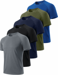 Cimic 1, 3, 5 or 7er Pack Herren Sport Tshirts Laufshirt Funktionsshirt | Atmungsaktives Schnelltrockengewebe, Geeignet für Fitness, Wandern und Laufen L 0510 Schwarz Grau Grün Marine Blau Angebot bei HelloDeals