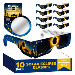 Sonnenfinsternis-Brillen 2026 (10er-Pack) – CE- & ISO-zertifizierte Schutzbrillen für die sichere Sonnenbeobachtung, inkl. Smartphone-Filter, Design: Flagge Angebot bei HelloDeals