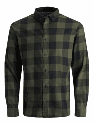 JACK & JONES Male Flanellhemd Slim Fit Flanellhemd | Lumberjack shirt XL Dusty Olive/Fit:slim Fit Angebot bei HelloDeals