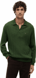 Tommy Hilfiger Classic Cotton Cable LS Polo M Green (Mountain Pine) Angebot bei HelloDeals