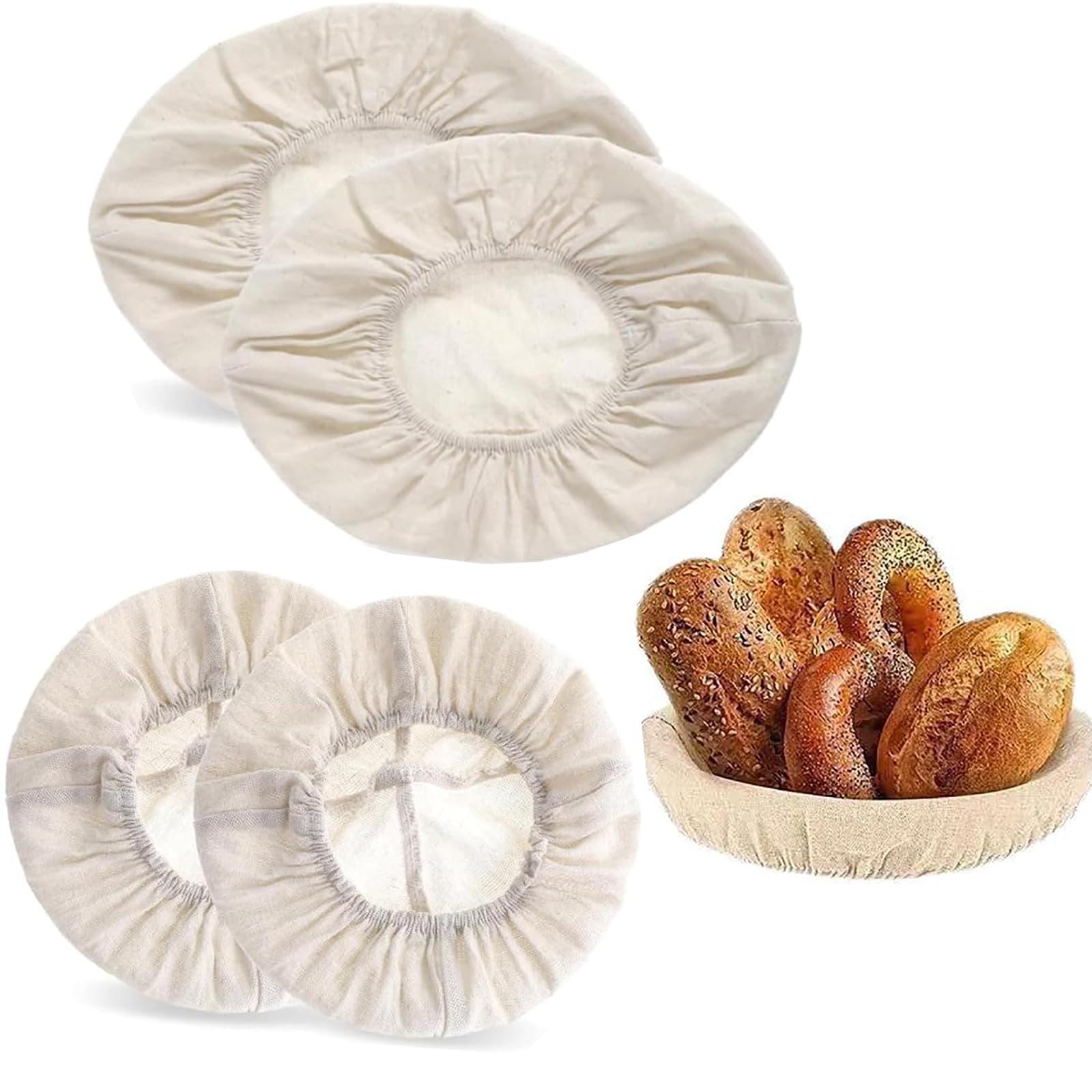 Leineneinsatz für Gärkorb,4 Pcs Proofing Basket Cloth Liner Leinentuch Brot Backen,Leinentuch Brot Backen Brotkörbe Liner Cloth zur Teigzubereitung und zum Backen(25 cm) Angebot bei HelloDeals
