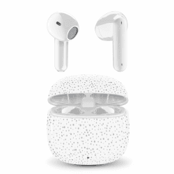 Music Sound - Showy Bluetooth-Kopfhörer mit Kapsel, ergonomisches Design, ausgewogener Klang und optimaler Komfort, Design Dotted Elegance Kapsel Weiße Punkte Angebot bei HelloDeals