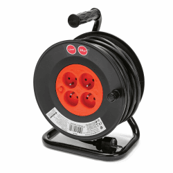 Velamp REEL-FR-25 Verlängerungskabel, elektrisch, 25 m, mit Kabelaufwicklung, 4 Steckdosen, 16 A, Querschnitt 3G1,5 mm2, Schwarz/Rot 25 mètres Angebot bei HelloDeals