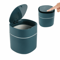 Bamodi Mini Mülleimer mit Deckel für den Schreibtisch - Perfekt für kleine Räume wie Bürotisch, Auto - Snack-, Kosmetik- und Küchenabfälle aufbewahren - Blau, wasserkocher klein 0 5 liter Mini-Mülleimer – Blau Angebot bei HelloDeals