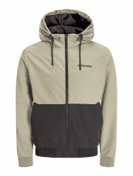 JACK & JONES Herren Jjerush Hood Bomber Noos Pls Bomberjacke XL Coriander/Detail:black/White Blocking Angebot bei HelloDeals