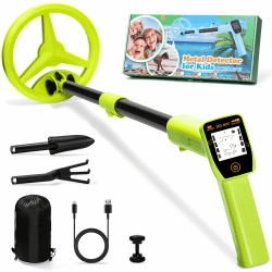 Metalldetektor Kinder, Smofrees Über USB Wiederaufladbarer Kleiner Kinder Metalldetektor, Verstellbarer 60-86cm Tragbarer metalldetektor mit lustigem LCD-Display für die Erkundung im Freien, Lichtgrün Angebot bei HelloDeals
