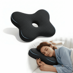 pozico Piercing Kissen mit Loch – Ohrkissen für Seitenschläfer – Druckentlastendes Donut Kissen bei Ohrenschmerzen, Piercings & OP – Waschbarer Bezug, Anpassbare Füllung Schwarz Angebot bei HelloDeals