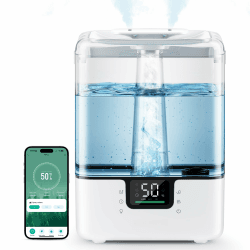MERONTE Smart-Luftbefeuchter,Intelligente App und Sprachsteuerung,6 l, Weiß | Für Schlafzimmer, großes Zimmer, Zuhause, Luftbefeuchter mit Diffusor für ätherische Öle, für Kinderzimmer und Pflanzen Angebot bei HelloDeals