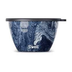 S'well Salatschüssel-Set aus Edelstahl – 1,8 l Azurit – kommt mit 57 ml Gewürzbehälter und herausnehmbarem Tablett für Organisation – auslaufsicher, leicht zu reinigen, spülmaschinenfest Large Azurit-marmor Angebot bei HelloDeals