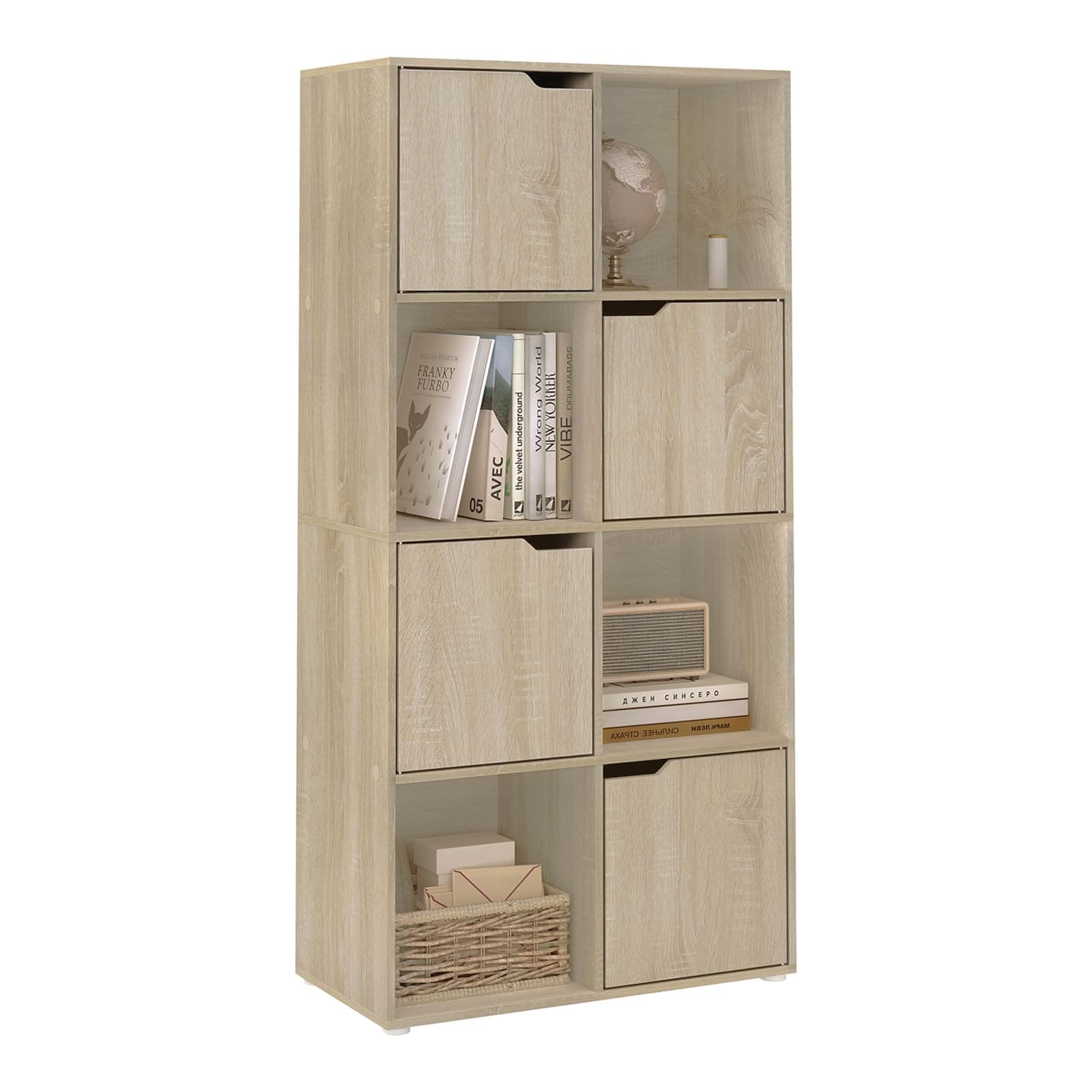 WOLTU Bücherregal, für Arbeitszimmer Schlafzimmer & Wohnzimmer, Bücherschrank mit 3 Türen und 6 Fächer, Aufbewahrungregal, 59,6 x 91 x 29 cm (B x H x T) Helle Eiche 8 Fächern (30T x 60B x 120H cm) Angebot bei HelloDeals