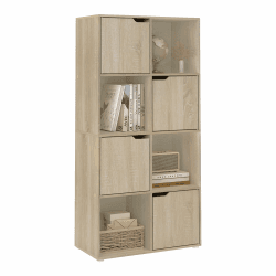 WOLTU Bücherregal, für Arbeitszimmer Schlafzimmer & Wohnzimmer, Bücherschrank mit 3 Türen und 6 Fächer, Aufbewahrungregal, 59,6 x 91 x 29 cm (B x H x T) Helle Eiche 8 Fächern (30T x 60B x 120H cm) Angebot bei HelloDeals