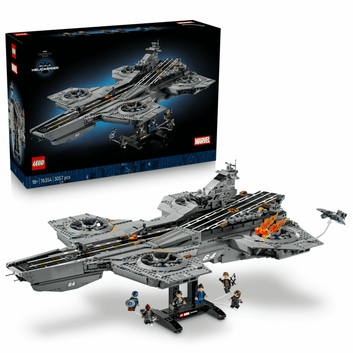 LEGO ǀ Marvel S.H.I.E.L.D.-Helicarrier - Flugzeugträger Modellbau für Erwachsene - 6 Minifiguren inkl. Captain America & Nick Fury - DIY Regaldeko - Avengers Geschenk für Fans - 76354 Angebot bei HelloDeals