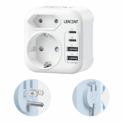LENCENT Klappbarer Reiseadapter USA Deutschland Stecker, Netzadapter Typ B | Reisestecker mit 2 USB-C 2 USB-A Anschlüße, Adapter für American, Mexiko, Kanada, Thailand, Costa Rica Steckdosen EU auf US Angebot bei HelloDeals