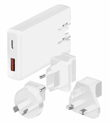 MAXTRACK Reiseadapter Schnellladegerät GaN 65W – MQ5L, USB C & USB A, Ladegerät für EU UK Australien, kompakt & universell Angebot bei HelloDeals