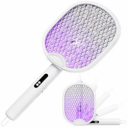 Elektrische Fliegenklatsche 4000 V, USB-C Akku, Weiß | Fliegenklatsche Elektrisch, 1800 mAh, LED-Licht, Automatikmodus, USB-C, klappbar, wandmontierbar Ceramic White Angebot bei HelloDeals