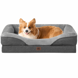 EHEYCIGA Orthopädisches Hundebett mit 4 Rändern, 89x56cm, Grau | Memory Foam, Waschbarer Bezug, Wasserdichte Beschichtung, Rutschfester Boden, Reversibles Design, Dauerhafter Reißverschluss L 89 x B 56 x H 17 cm Grau Angebot bei HelloDeals