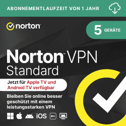 Norton VPN Standard | 5 Geräte | 1-Jahres-Abonnement | Aktivierungscode per Email Aktivierungscode - per E-Mail gesendet Standard 5 Devices Angebot bei HelloDeals