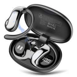 2026 KI Übersetzer Kopfhörer, 3-in-1 Bluetooth 5.4 Echtzeit Sprachübersetzer Kopfhörer mit 163 Sprachen & 4 Modi, Mic Übersetzer Ohrhörer mit App, LED Display, 50H Laufzeit für Business/Reisen/Lernen tief schwarz Angebot bei HelloDeals