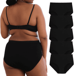 INNERSY Unterhosen Damen Große Größen Baumwolle Unterwäsche 44-62 5 Pack | Hohe Taille Maxi Slip, 100% Baumwoll Schritt, Schlüpfer Übergröße. Taillenslip Weich, Atmungsaktive Damenslips, XL-5XL 52-54 5 Schwarz Angebot bei HelloDeals