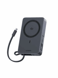 UGREEN MagFlow 10000mAh Qi2 25W Powerbank Magsafe mit USB-C 30W, (Grau) | Qi2 Zertifiziert, Integriertes Kabel, LED-Bildschirm, für iPhone 17-12, Temperaturschutz, für Reisen und den Weg zur Arbeit Angebot bei HelloDeals