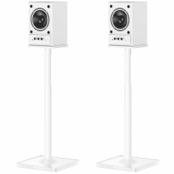 ELIVED Universal Lautsprecherständer höhenverstellbar bis 95cm | Boxenständer mit Glassockel & interner Kabelkanal für Regallautsprecher, 10kg Tragkraf, Weiß, 1 Paar Weiß mit verstellbarer Höhe Angebot bei HelloDeals