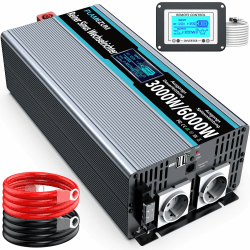 FLAMEZUM 3000W/6000W Reiner Sinus Spannungswandler 12V auf 230V Wechselrichter Power Inverter mit Fernbedienung LED-Anzeige & 2 EU AC Steckdosen & 2 USB Port für Auto, Wohnwagen, Boot, Camping 12V-3000W Angebot bei HelloDeals