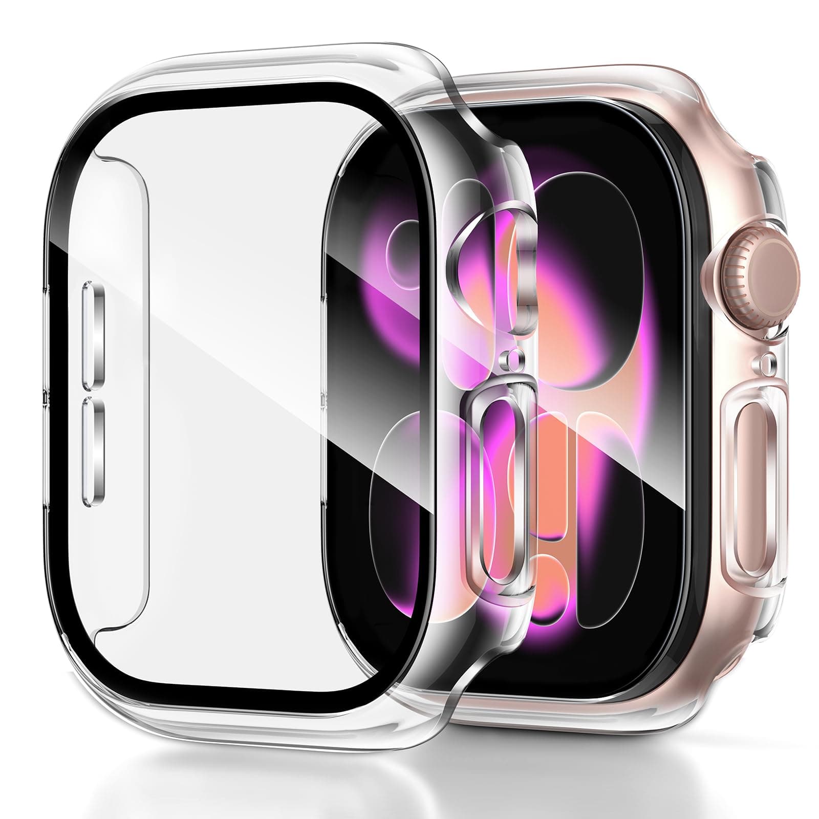 LK 2 Stück Schutzhülle Kompatibel mit Apple Watch Series 11/10 42mm | Harte PC Schutzhülle mit Gehärtetem Displayschutz, Ultra Dünn Full Coverage Case, Kratzfest & Stoßfest, Clear Clear Apple Watch 42mm Angebot bei HelloDeals