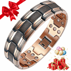 BOYUNSHI Kupferarmband Herren 3 Reihen Ultra-Starke Magnete Magnetarmband, Patent Männliches Design 99.99% Reines Kupfer-Magnetarmband, Einstellbare Länge mit Größenanpassungswerkzeug, Geschenkbox Angebot bei HelloDeals