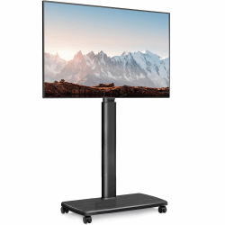 FITUEYES TV Bodenständer Rollbar mit Holzablage TV Standfuß TV Ständer Fernsehstand mit Rollen höhenverstellbar schwenkbar für 32 bis 70 Zoll Flachbildschirm bis zu 40kg. Max. VESA. 600 * 400 mm Schwarz Angebot bei HelloDeals