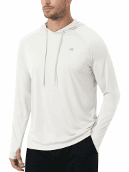 Tyhengta Herren Hoodie Langarm UV-Schutz T-Shirt Leichtes Schwimm-Shirt Sonnenschutz T-Shirt mit Kapuze Strand Shirt Weiß XL Angebot bei HelloDeals