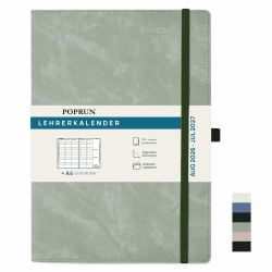 POPRUN Lehrerkalender 2026 2027 Hardcover ca.A4(21 x 29,7cm) auf Deutsch | Lehrerplaner für Lehrerinnen und Lehrer,mit Monatliches Register,Schulplaner mit PU-Leder,für die Unterricht(Olivgrün) Angebot bei HelloDeals