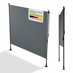 Juskys® Senkrechtmarkise Barbados 200x310 cm - Balkon Sichtschutz wetterfest - Ausziehbare Seitenmarkise ohne Bohren für Garten und Balkon - Grau Grau 200 x 310 cm Angebot bei HelloDeals