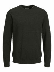 JACK & JONES Male Strickpullover Einfarbig Strickpullover | Knitted Pullover XXL Forest Night/Detail:twisted With Black Angebot bei HelloDeals