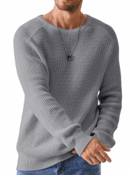 Elegancity Herren Rundrals Pullover Einfarbig Strickpullover Loose Fit Grobstrick Pulli Warm Sweater Langarmshirt S-3XL Grau XL Angebot bei HelloDeals