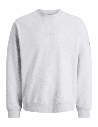 JACK & JONES Jcopoint Sweat Badge Crew Neck Bf XS White Melange Angebot bei HelloDeals