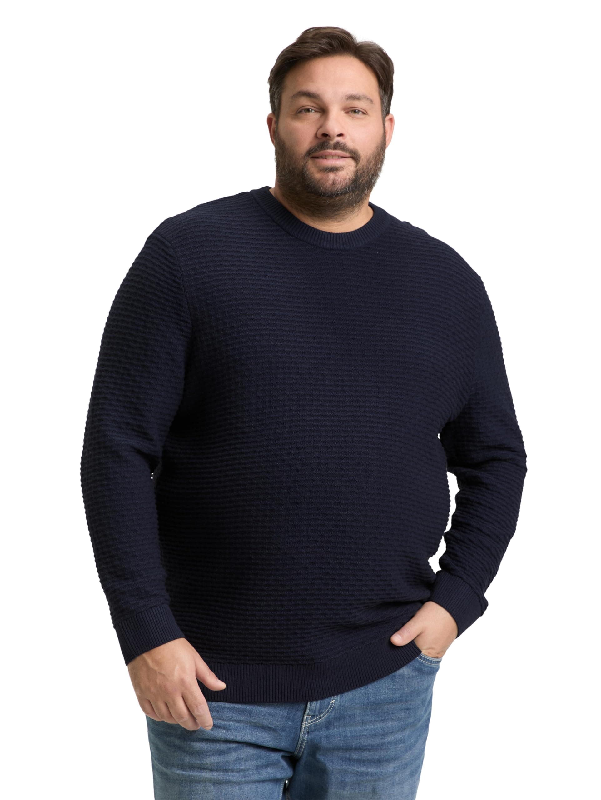 TOM TAILOR Herren Plus Size-Strickpullover mit Rundhalsausschnitt 5XL Große Größen 10668 - Sky Captain Blue Angebot bei HelloDeals