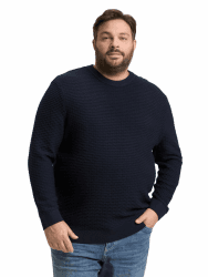 TOM TAILOR Herren Plus Size-Strickpullover mit Rundhalsausschnitt 5XL Große Größen 10668 - Sky Captain Blue Angebot bei HelloDeals