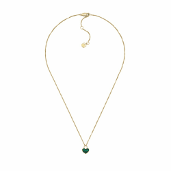 Fossil Damen goldfarbenes Edelstahlcollier mit herzförmigem Anhänger mit Karabinerverschluss Grün und Gold Angebot bei HelloDeals