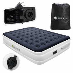 Juskys® Luftbett Sapri L selbstaufblasend 197x154x45 cm, Blau/Weiß | Luftmatratze mit integrierter Pumpe, automatisches Auf- & Ablassen, Doppelbett für 2 Personen mit Kopfteil, Camping & Reisen Blau/Weiß Doppel Angebot bei HelloDeals