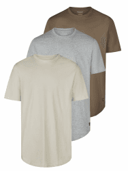 JACK & JONES Tshirt Herren lang geschnitten Set 100% Bio-Baumwolle Regular Fit JJENOA 3er Pack Rundhals Kurzarm Sommer Organic Basic Tee Shirt Schwarz Weiß Beige Grün Grau S M L XL XXL 3XL M Pack 6 (Moonbeam/Lgm/Falcon) Angebot bei HelloDeals
