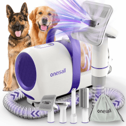 oneisall Hundestaubsauger mit Bürste | 12000Pa Super Saugkraft, 1.5L, Tierhaar staubsauger von der Bürste mit Einem Knopf, Tierhaarentferner mit 4 Pflegewerkzeugen Angebot bei HelloDeals