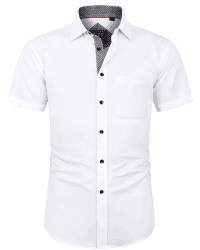 J.VER Herren Hemd Kurzarm Freizeithemd mit Tasche Regular fit Businesshemd Bügelleichte Oberteile Männer Modern XL Weiß Schwarz Angebot bei HelloDeals