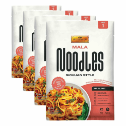 Lee Kum Kee Mala Nudel Meal Kit - Sichuan Style Mala Nudeln mit Chiliöl und gewürzter Sojasauce, Knife-cut Nudeln, fertig in 5 Minuten, ideal als schnelle Mahlzeit für eine Person, 1 x 114 g 114 g (4er Pack) Angebot bei HelloDeals
