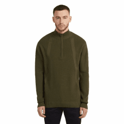 G-Star Herren Structure Half Zip Knit Sweater L Grün (Dark Olive D26726-c868-c744) Angebot bei HelloDeals