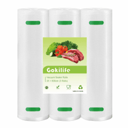Gokilife Vakuumierbeutel - 3 Rollen 25x600cm Reißfest ca. 450µm, Vakuumierfolie für alle Vakuumierer & Lebensmittel Vakuumiergerät, Profi Folienrollen BPA-frei, Kochfest und Sous Vide Gefrierbeutel 25x600cm (3 Rollen) Angebot bei HelloDeals