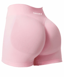 TAYOEA Sport Shorts Damen Scrunch Kurze Sporthose Push Up Kurze Leggings Butt Lifting Gym Short Nahtlose Workout Radlerhose Damen Rosa L Angebot bei HelloDeals