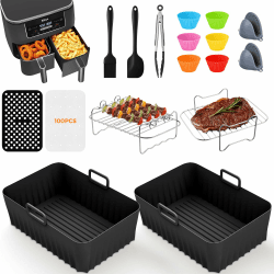 17PCS Zubehör Heißluftfritteuse für Ninja Foodi AF400EU AF300EU AF500EU | 7.6L-9.5L und meisten Dual Zone Air Fryer, BPA-frei, Einschließlich Silikoneinsatz, Grillrost, Cupcake-Formen, usw 17 Stück Angebot bei HelloDeals