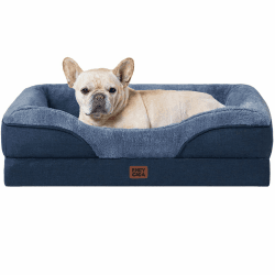EHEYCIGA Orthopädisches Hundebett mit 4 Rändern, 76x51cm, Marineblau | Memory Foam, Waschbarer Bezug, Wasserdichte Beschichtung, Rutschfester Boden, Reversibles Design, Dauerhafter Reißverschluss L 76 x B 51 x H 17 cm Marineblau Angebot bei HelloDeals