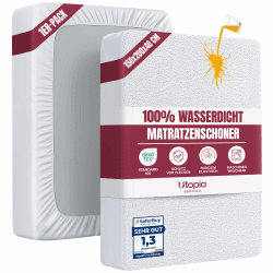 Wasserdichter Matratzenschoner 150x200 cm, 40 cm tief matratzenschutz 150 x 200 x 40 cm Weiß Angebot bei HelloDeals